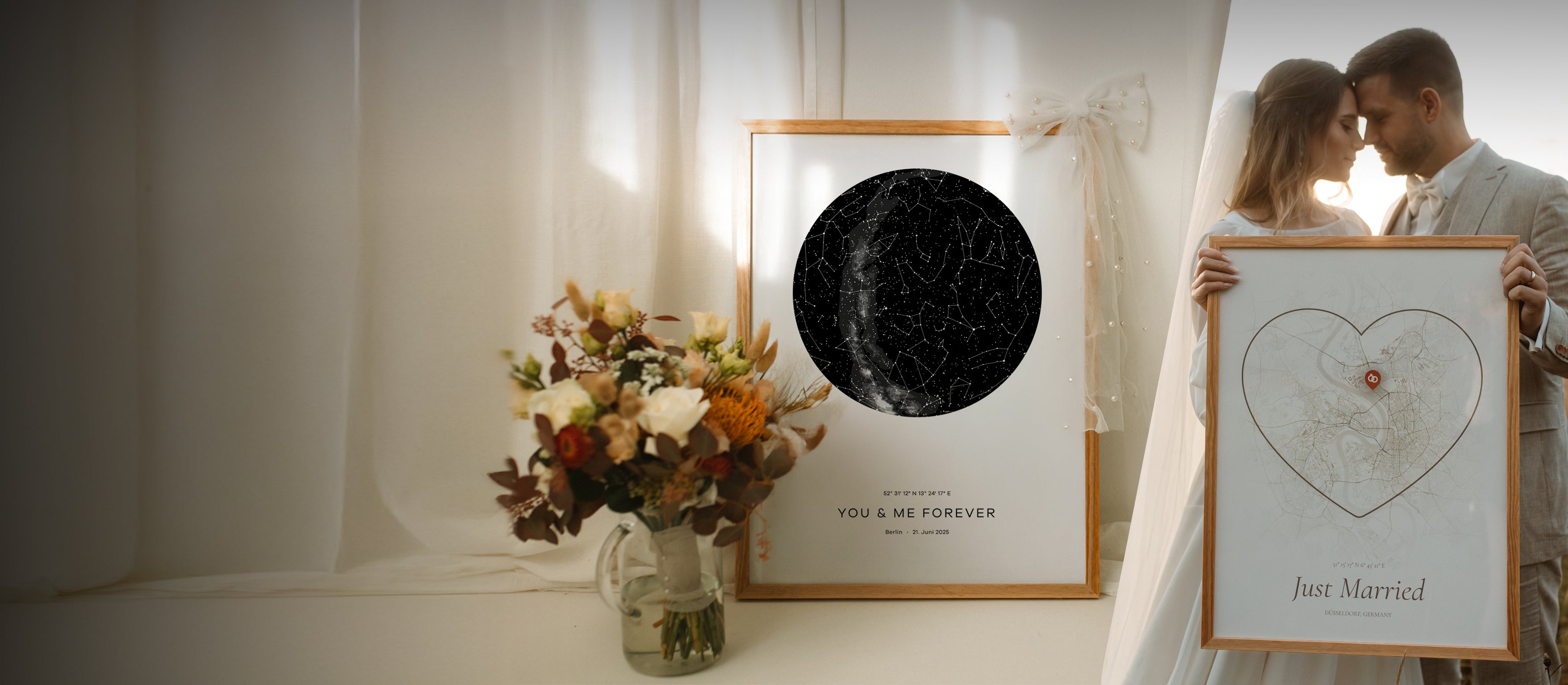 Hochzeitsbanner Momenterie – personalisierte Geschenke zur Hochzeitssaison, individuelle Poster, Sternenkarten und Fotoprodukte als einzigartige Hochzeitsgeschenke