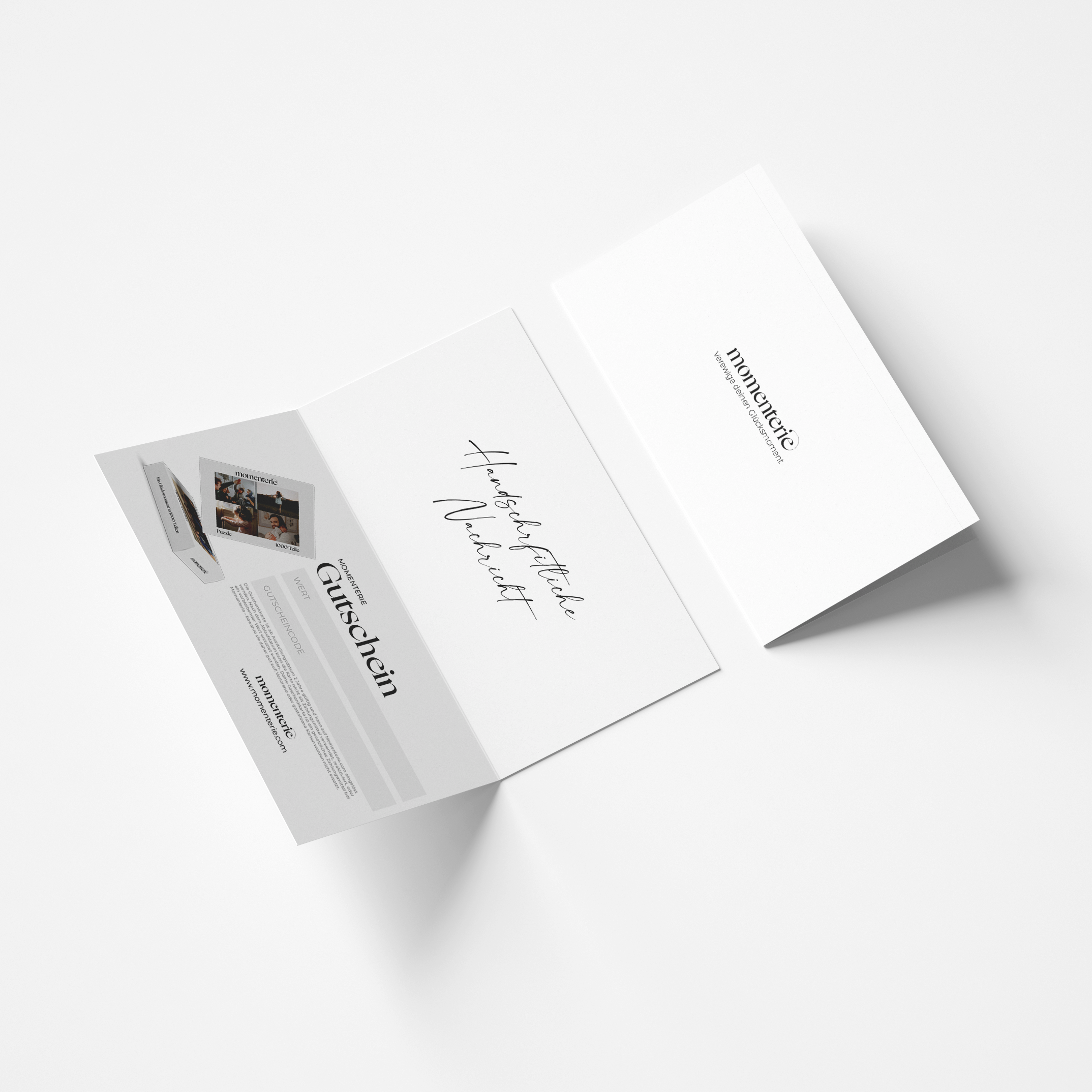 Momenterie Geschenkgutschein – stilvoll gestalteter Gutschein als perfektes Geschenk für individuelle personalisierte Produkte und besondere Anlässe